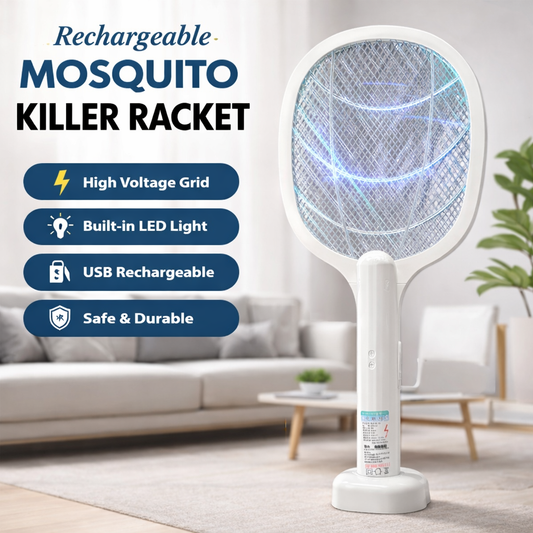 Rechargeable Mosquito Racket With Box & Stand – Electric Insect Killer Bat For Indoor And Outdoor Use